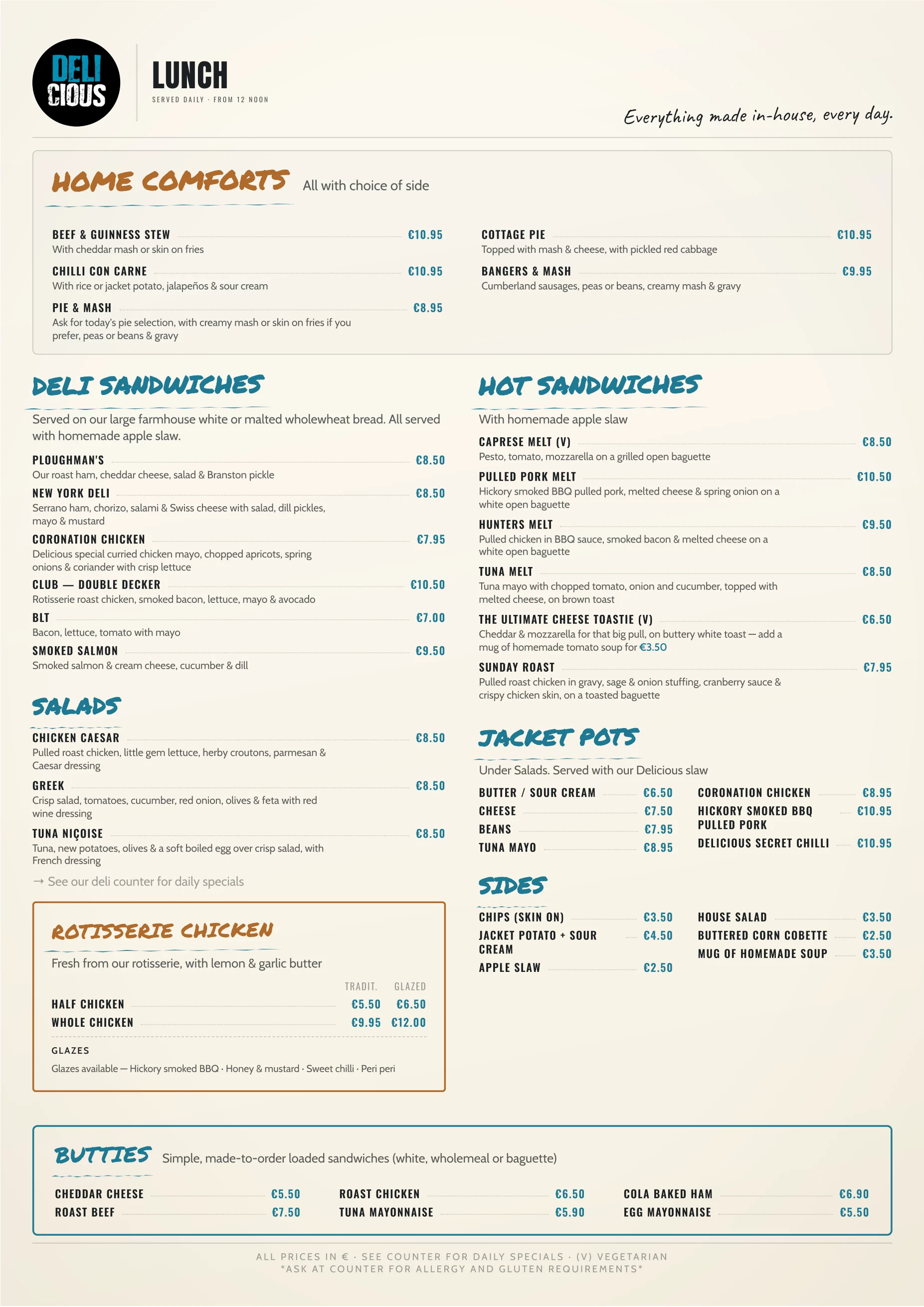 Delicious bilingual menu (English) — print design by Viva Grafix