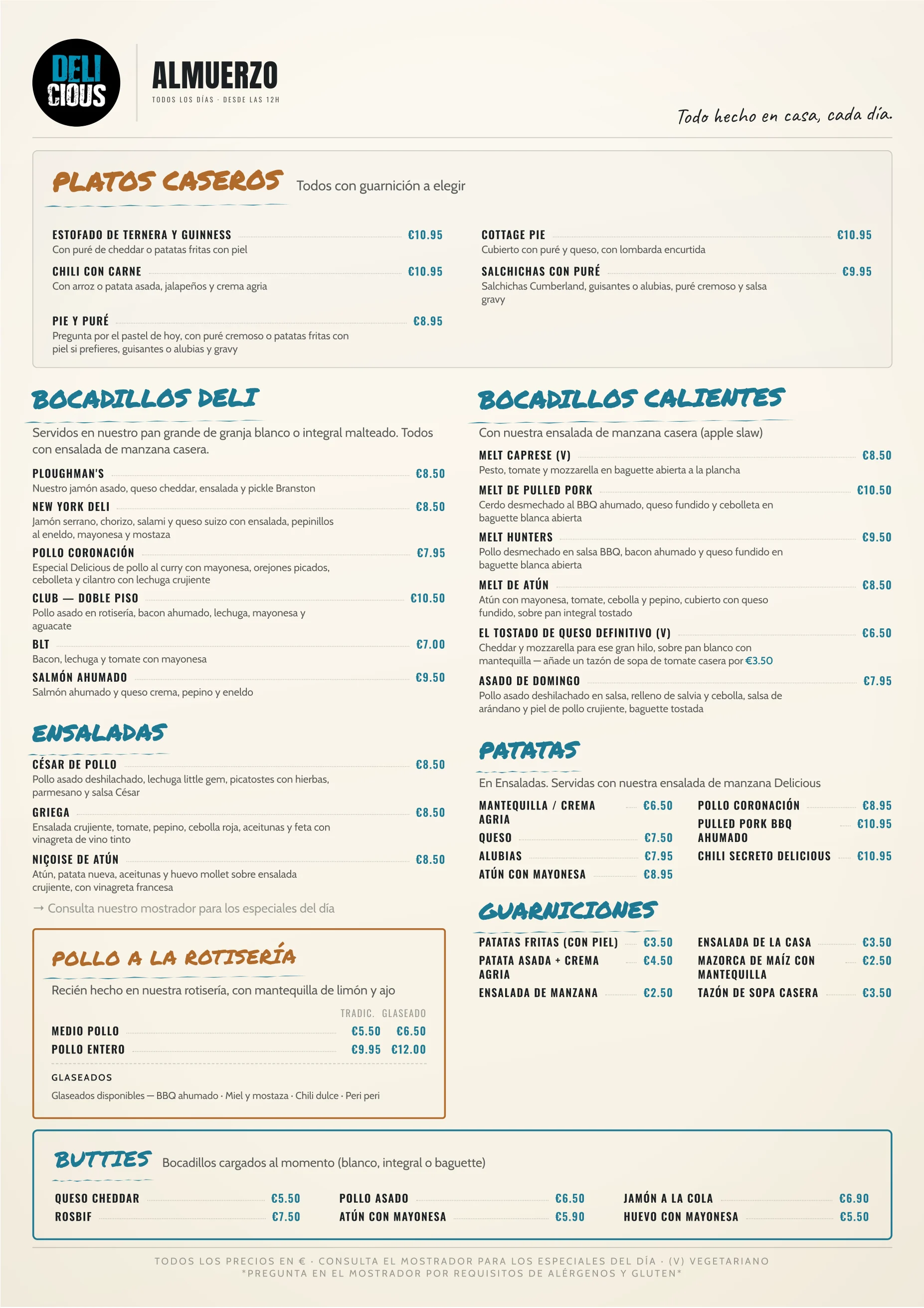 Delicious menu, Español side — print design