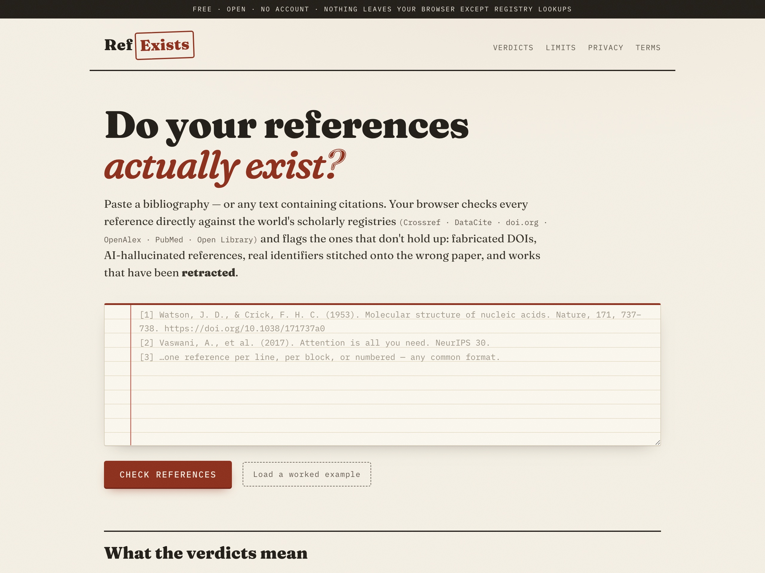 RefExists — live site, designed and built by Viva Grafix