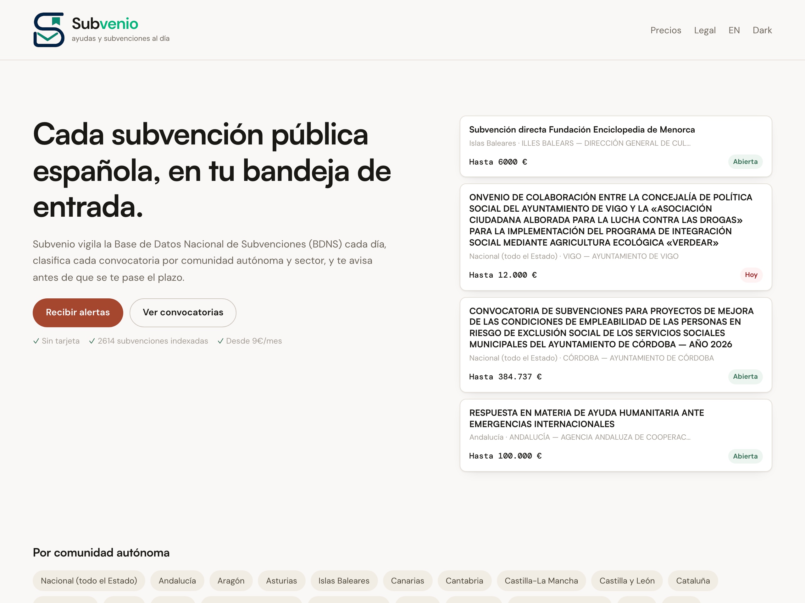 Subvenio — live site, designed and built by Viva Grafix