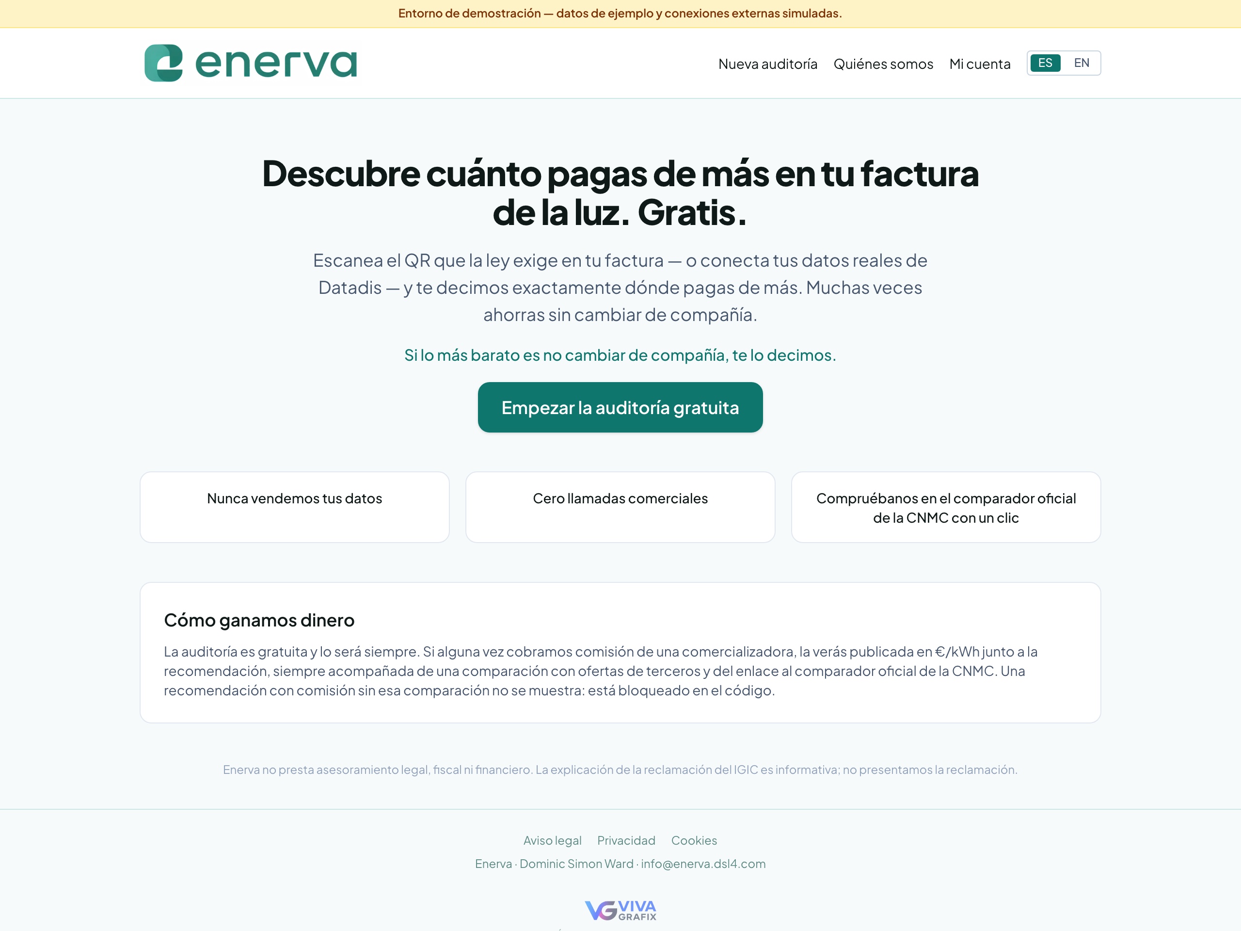 Enerva — live site, designed and built by Viva Grafix