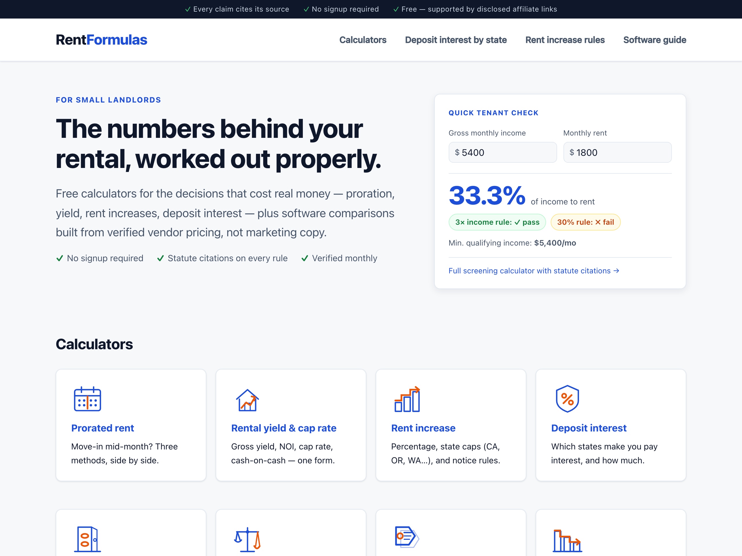 RentFormulas — live site, designed and built by Viva Grafix